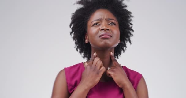 Kadın Boğaz Ağrısı Enfeksiyon Grip Veya Soğuk Algınlığı Bakteri Virüs — Stok video