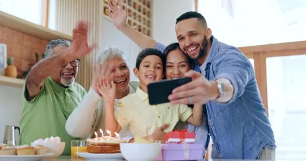 Verjaardags Feest Familiefilmpjes Thuis Met Social Media Communicatie Fotografie Happy — Stockvideo