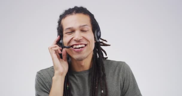 Happy Konsultan Dan Potret Call Center Dengan Dukungan Saran Dan — Stok Video