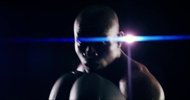Twarz Sportowca Szybkość Lub Afrykański Boks Bokserski Fitness Punch Power — Wideo stockowe
