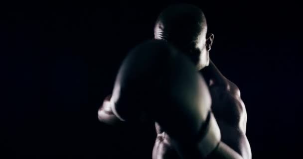 Cara Atleta Esportes Boxe Boxeador Africano Para Fitness Poder Soco — Vídeo de Stock