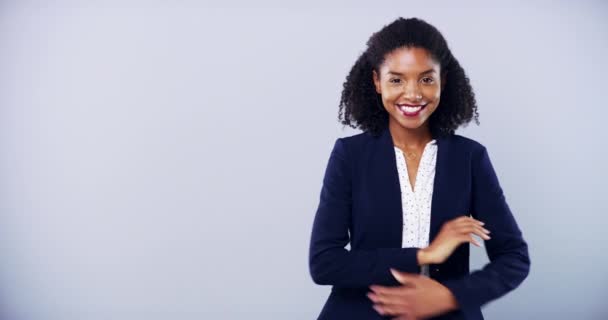 Face Polegares Para Cima Para Baixo Por Mulher Negócios Com — Vídeo de Stock