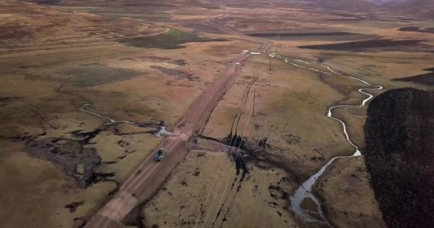 Natuurpad Autoroute Drone Luchtfoto Uitzicht Het Platteland Het Milieu Landbouw — Stockvideo