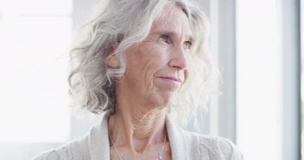 看护和思考老年妇女的照料 医疗支持和帮助客厅 因健康 健康及记忆力而残疾的长者的退休 护理及肖像 — 图库视频影像