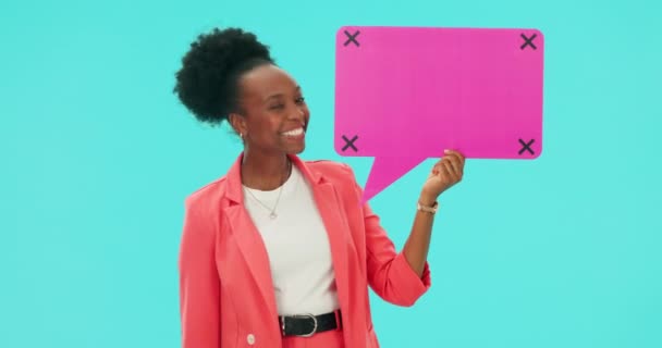 Black Woman Face Speech Bubble Thumbs Studio Agreement Yes Support — Stock Video