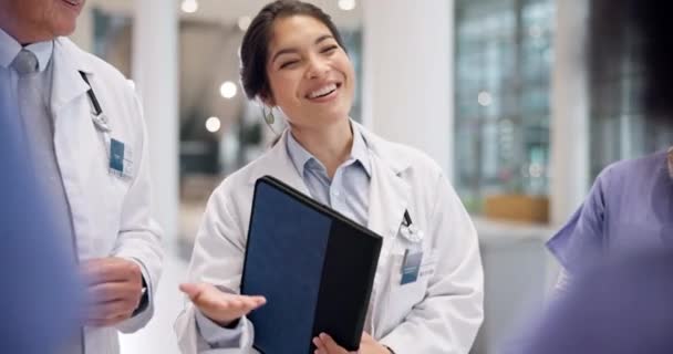 Médicos Mujeres Felices Que Reúnen Para Planificar Entrenar Programar Citas — Vídeo de stock