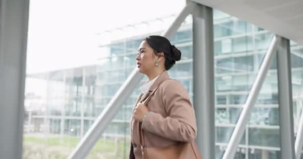 Üzletasszony Séta Beszállás Repülőtéren Utazás Járat Indulási Ideje Vagy Késés — Stock videók