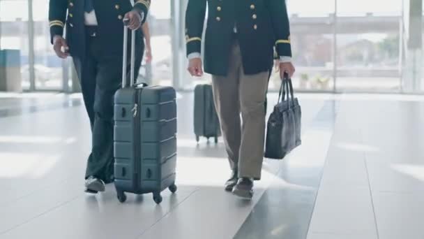 Bagage Luchthaven Piloot Reizen Samen Met Bagage Vluchtschema Internationaal Transport — Stockvideo