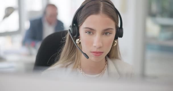 Virtuell Assistent Ansikte Eller Kvinna Skriva Call Center Rådgivning Online — Stockvideo