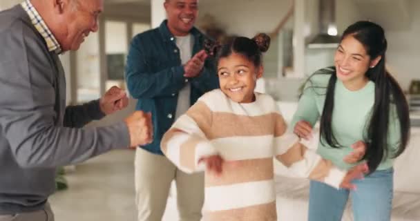Baile Hogar Familiar Niño Celebran Con Energía Divertida Felicidad Una — Vídeos de Stock