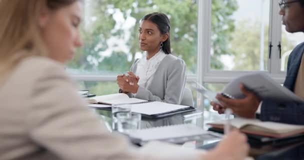 Ideia Planejamento Trabalho Equipe Com Mulher Negócios Reunião Para Gerenciamento — Vídeo de Stock