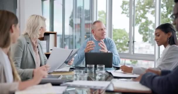 Mentor Planning Ceo Met Mens Vergadering Voor Projectmanagement Strategie Opleiding — Stockvideo