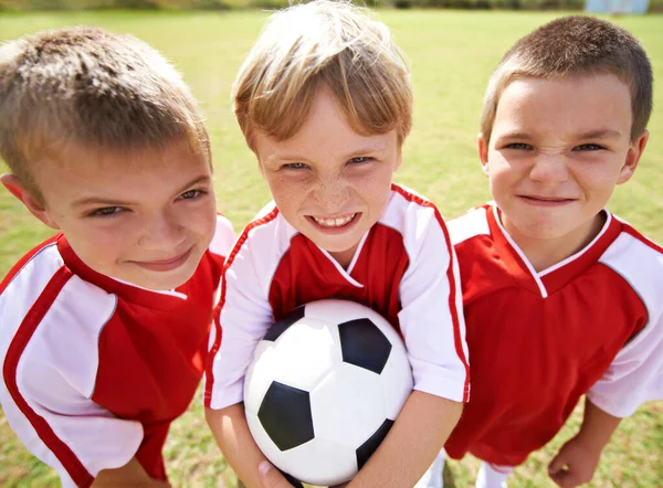 Children Group Portrait Soccer Team Fitness Happy Collaboration Support People Royalty Free Stock Photos