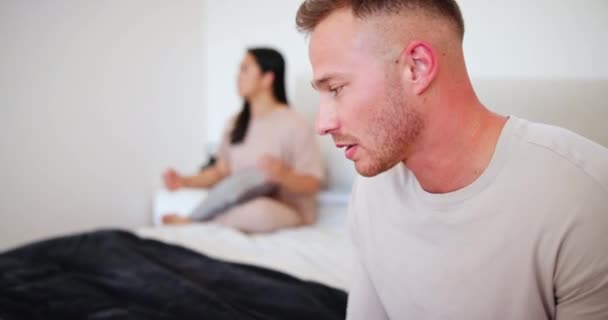 Combat Divorce Couple Lit Avec Stress Colère Frustré Par Menteur — Video