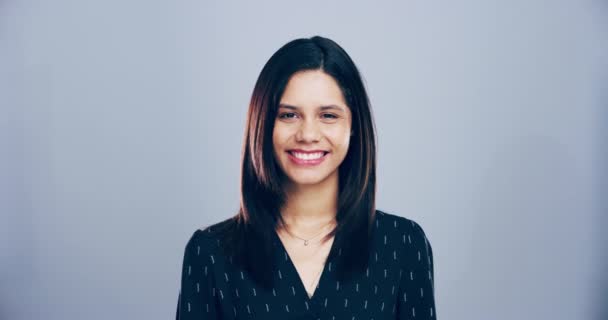 Žena Studentský Portrét Palce Nahoru Pro Úspěch Podporu Oslavu Emoji — Stock video