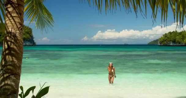 Oceano Spiaggia Bacio Soffiante Donna Piedi Relax Benessere Vacanza Sull — Video Stock