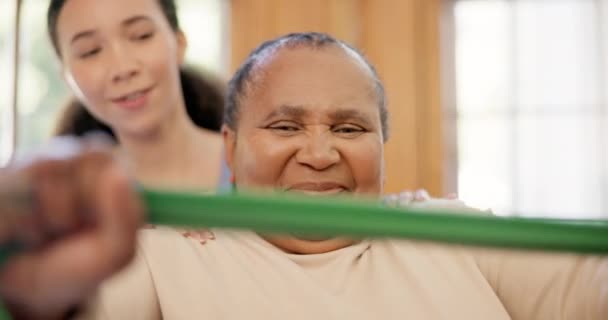 Yaşlı Kadın Hemşire Direniş Bandı Kol Hareketliliği Emeklilik Gücü Veya — Stok video
