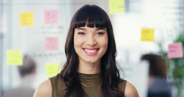 Business Frau Und Okay Oder Hand Mit Lächeln Büro Für — Stockvideo