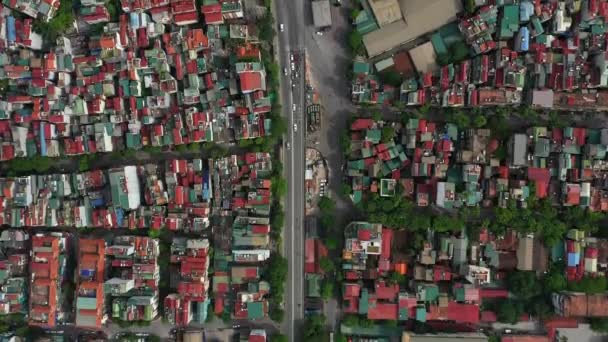 Drone Città Urbana Case Asia Con Una Strada Trasporto Veicoli — Video Stock