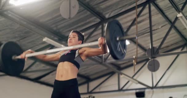 Fitness Bodybuilder Vrouw Met Lange Halter Fitnesstraining Voor Competitie Gezondheid — Stockvideo