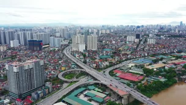 Drohnen Von Straßen Transport Und Gebäuden Hintergrund Der Stadt Straßeninfrastruktur — Stockvideo
