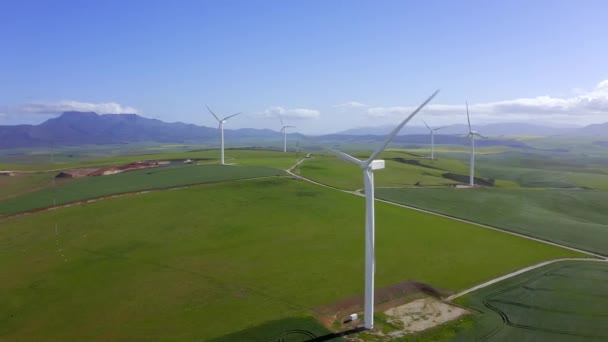 Větrná Elektrárna Větrné Turbíny Obnovitelné Zdroje Energie Dronem Venkovní Napájecí — Stock video