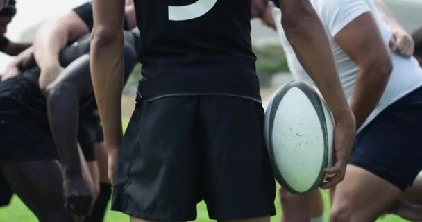 Rugby Sport Team Scrum Het Veld Samen Spel Met Speler — Stockvideo