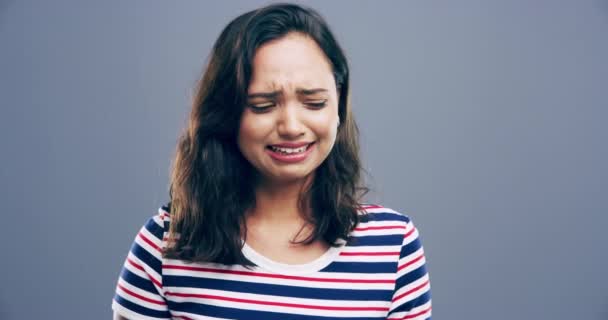 Femme Pleurs Tristesse Avec Dépression Anxiété Maladie Mentale Avec Stress — Video