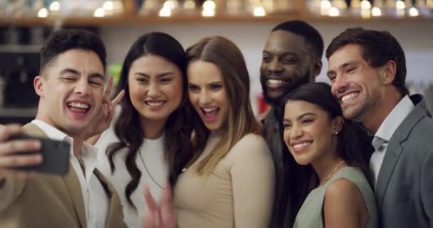 Fiesta Amigos Selfie Club Nocturno Para Celebración Diversión Libertad Feliz — Vídeos de Stock