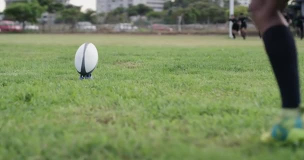 Rugby Spel Score Doel Het Veld Zelfverzekerde Sport Prestaties Met — Stockvideo