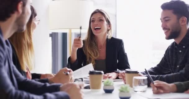 Reunião Advogado Mulher Com Equipe Empresa Para Planejar Uma Colaboração — Vídeo de Stock
