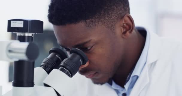 Mensch Wissenschaft Und Mikroskop Für Laborforschung Pflanzentests Und Umweltfreundliche Medizinanalyse — Stockvideo