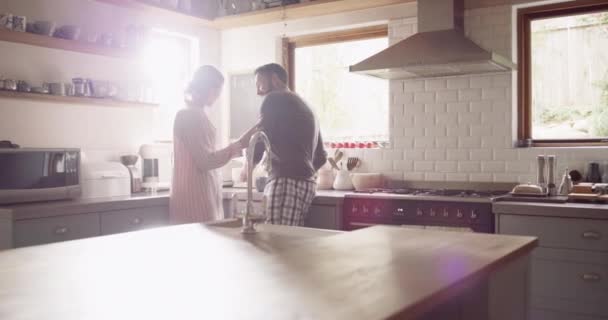 Paar Mann Oder Frau Und Kaffee Der Küche Für Das — Stockvideo