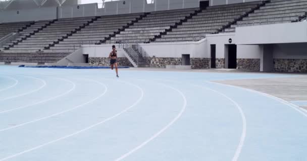Mujer Entrenamiento Atleta Para Correr Desafiar Aire Libre Para Competición — Vídeos de Stock