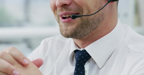 Biznes Usta Call Center Konsultant Lub Doradca Rozmawiający Wirtualnej Komunikacji — Wideo stockowe