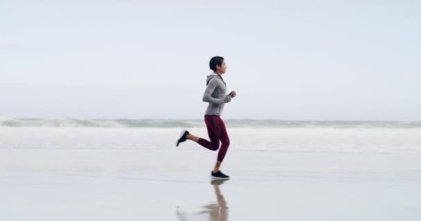 Спорт Велнесс Женщина Бегают Пляжу Гонку Соревнования Марафон Фитнес Здоровье — стоковое видео