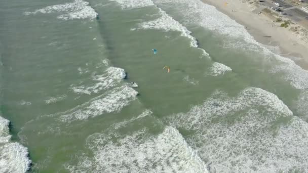 Dron Sport Kite Surfování Moři Lidmi Venku Pro Cestování Svobodu — Stock video