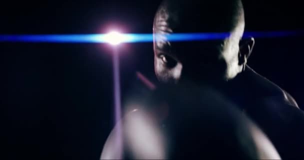 Обличчя Спортсмена Боксу Або Африканського Боксера Силою Фітнесу Або Здоров — стокове відео