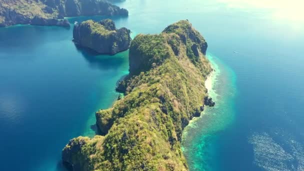 Oceano Paisagem Árvores Montanha Drone Perspectiva Aérea Vista Mar Exterior — Vídeo de Stock