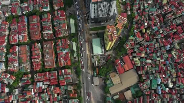Drone Vietnam Landscape Buildings Population Crowded Architecture Development Aerial Village — Stock Video