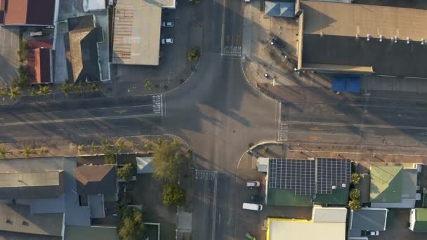 Vazio Cruzamento Drone Cidade Com Rua Infra Estrutura Arquitetura Bairro — Vídeo de Stock