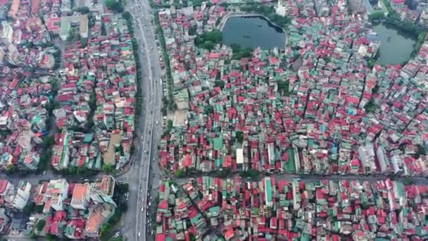 Drone Esterno Città Con Sole Edifici Vista Dall Alto Con — Video Stock