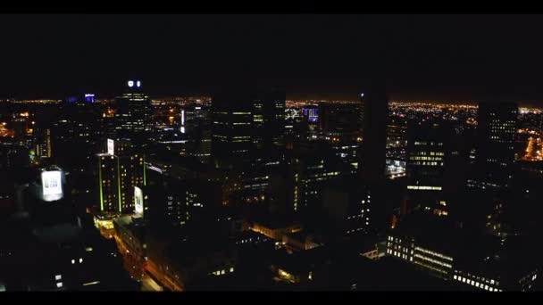 Drone Della Città Notte Luci Sfondo Architettonico Sviluppo Urbano Infrastrutture — Video Stock