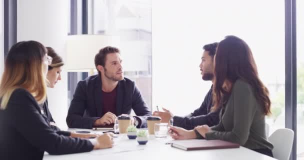 Business People Talking Group Meeting Office Boardroom Target Audience Planning — Stock Video