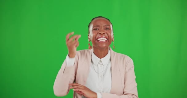Cara Pensamiento Mujer Negra Con Ideas Sonrisa Solución Contra Fondo — Vídeos de Stock