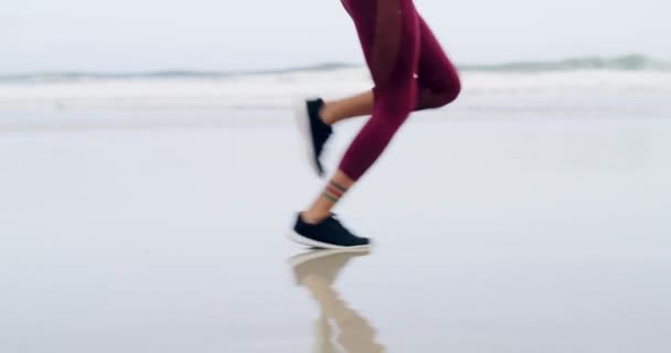 Nohy Běh Pláži Běh Pro Cvičení Wellness Zdraví Energií Venkovní — Stock video