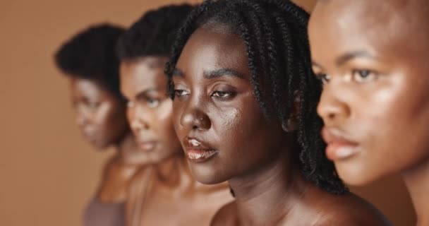 Skincare Beleza Mulheres Negras Modelos Com Pele Brilhante Afro Isolado — Vídeo de Stock