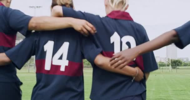 Rugby Sarılma Kadınlar Spor Oyun Enerji Yürüyüş Takım Çalışması Ile — Stok video