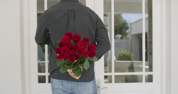 Dostum Kapıda Buket Sürpriz Çiçek Aranjmanı Son Randevuyu Kontrol Vazgeç — Stok video