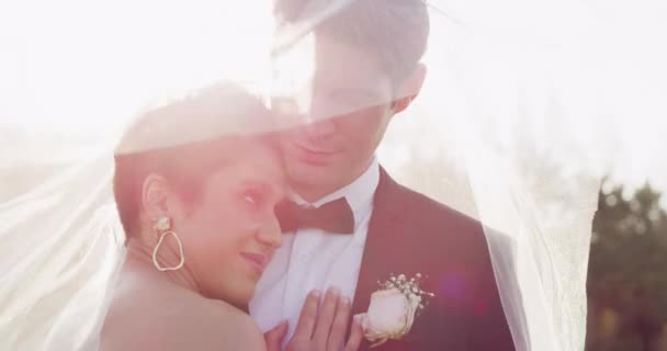 Boda Amor Celebración Con Pareja Abrazo Recepción Para Romance Ceremonia — Vídeos de Stock